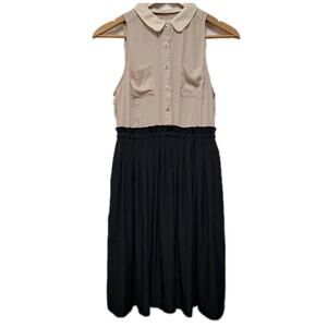 Anthropologie Postage Stamp Sleeveless Shirt Dress Womens 4 Navy Blue Colorblock